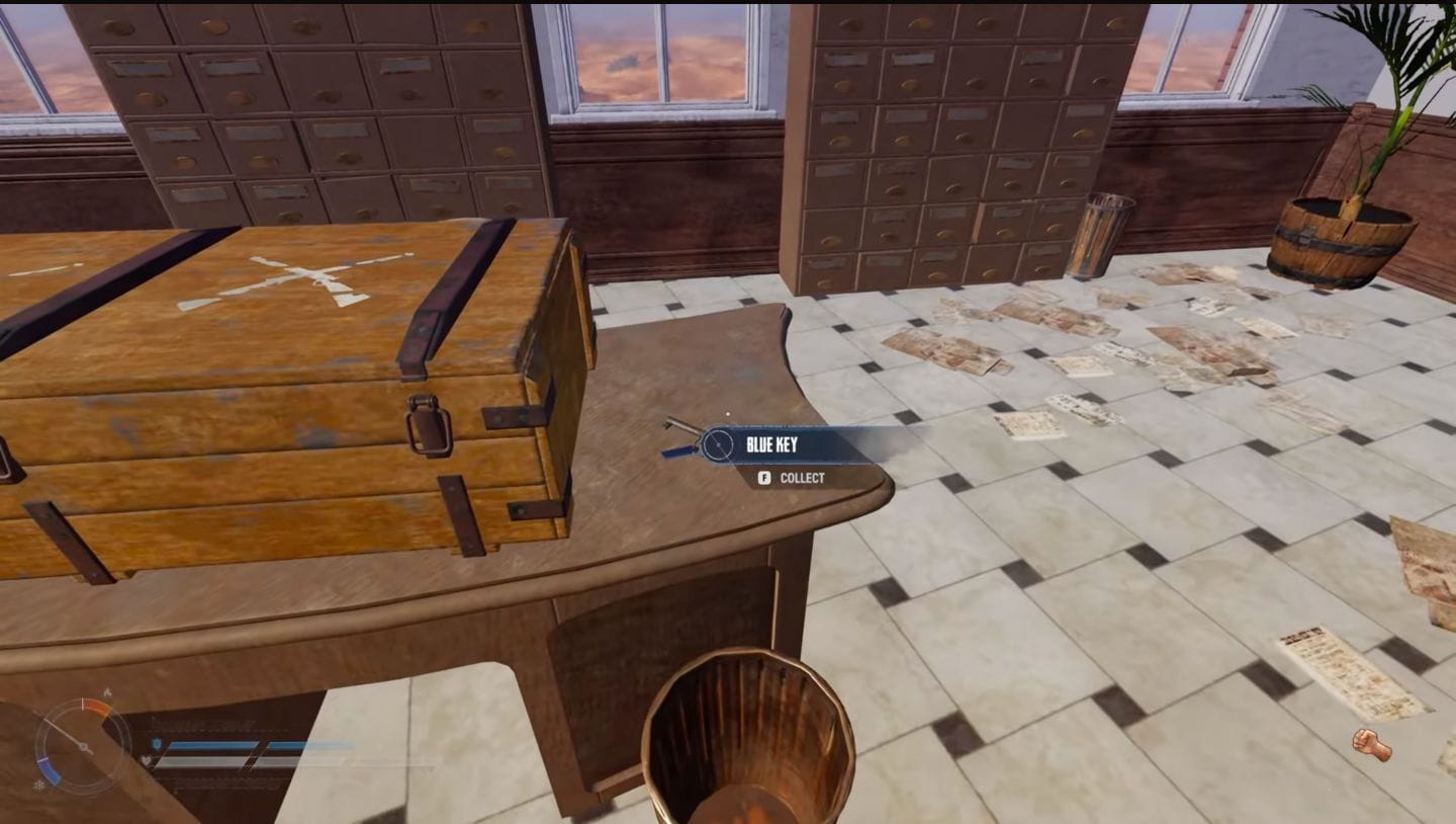 Blue Key está na mesa principal (Imagem via tinyBuild || YouTube/@MeepLT)