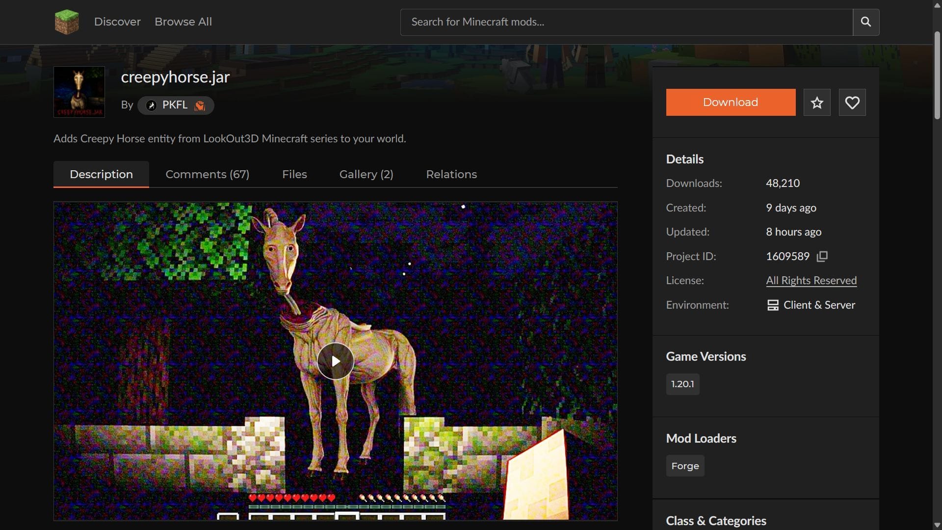 This mod can be downloaded from the CurseForge website. (Image via CurseForge/@PKFL)