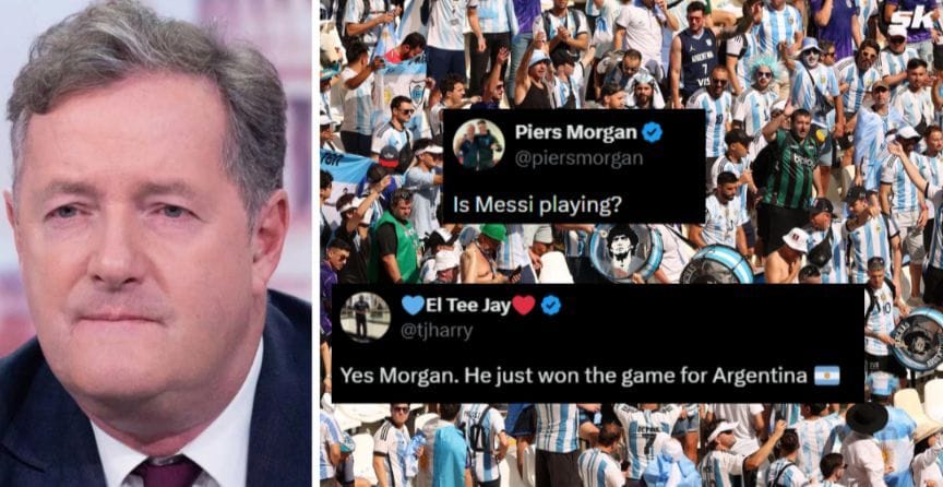 "Confusing him with Ronaldo" - Fans mock Piers Morgan for his post calling out Lionel Messi as Argentina knock England out of FIFA World Cup