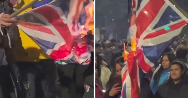 Fans in Argentina burn Union Jack flag ahead of their FIFA World Cup semi- final clash against England