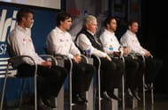 Kasey Kahne, Jeff Gordon, team owner Rick Hendrick, Jimmie Johnson and Dale Earnhardt Jr. during the 2013 NASCAR Sprint Media Tour on January 23, 2013. - Source: Getty