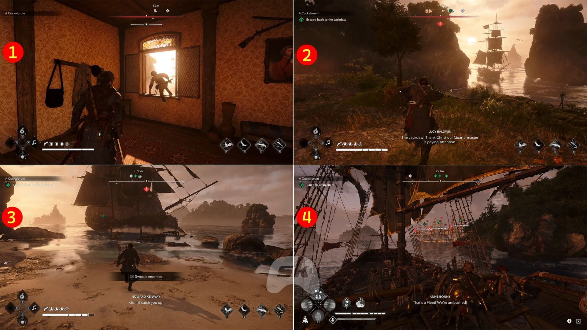 Get to the Jackdaw and defeat the ships (Image via Sportskeeda Gaming || Ubisoft)