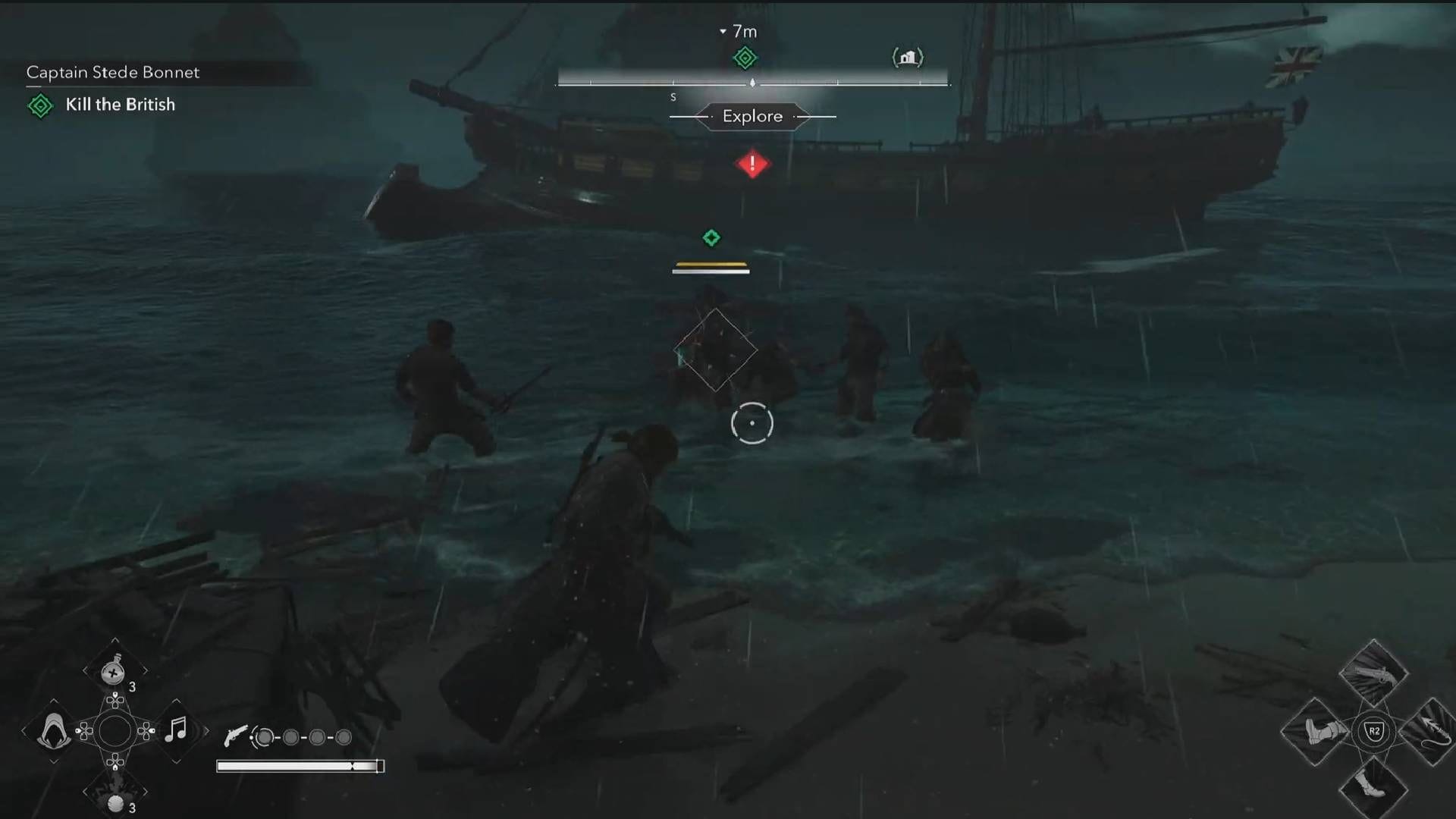 Kill the British in Captain Stede Bonnet side quest (Image via Ubisoft || YouTube@postmodeorg)