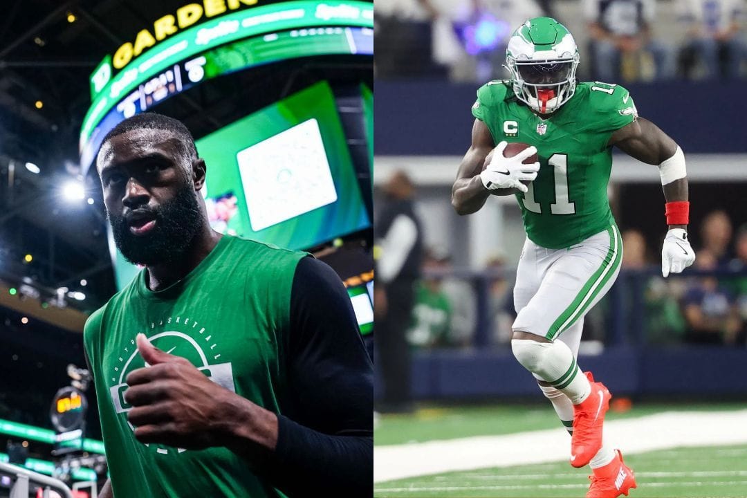 "He Trolling" "Son How Do You Just Find This Out": NBA Fans in Disbelief as Jaylen Brown Learns He's Cousins With Patriots' AJ Brown 