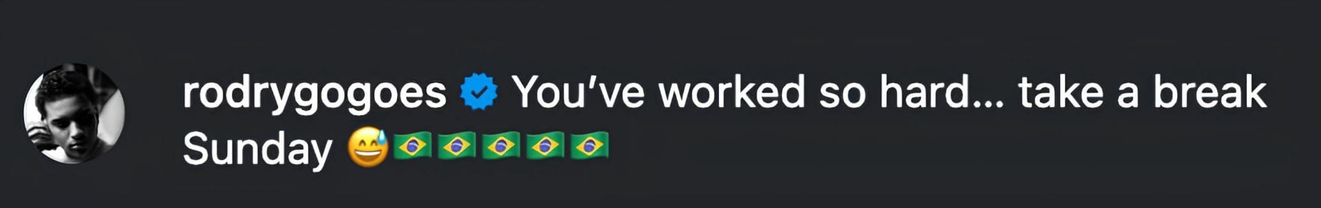 Comentário de Rodrygo na postagem de Erling Haaland - Fonte: - IG/@erling