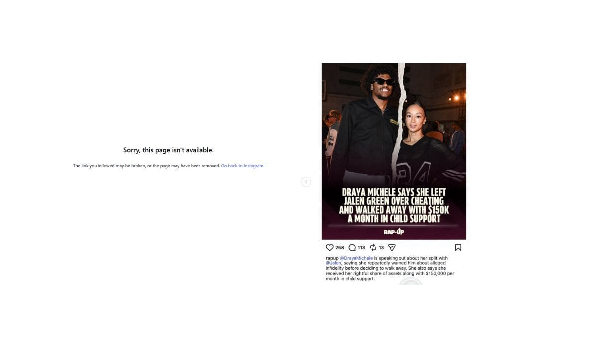 Rapup remove a postagem após aviso de Draya Michele (Fonte: IG)