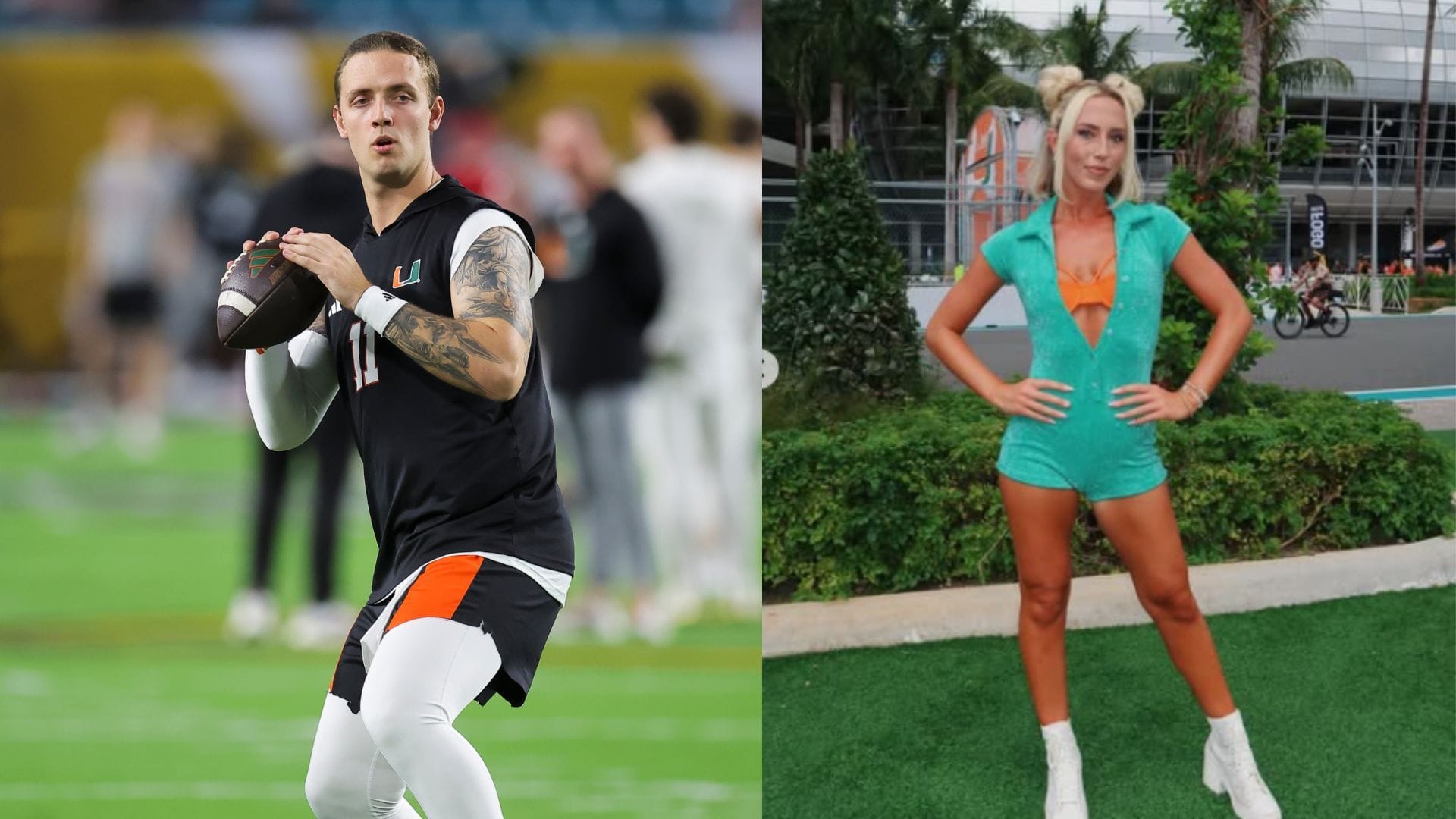 WATCH: Carson Beck’s cheerleader sister Kylie dons sparkly two-piece Miami Dolphins outfit with a fellow rookie