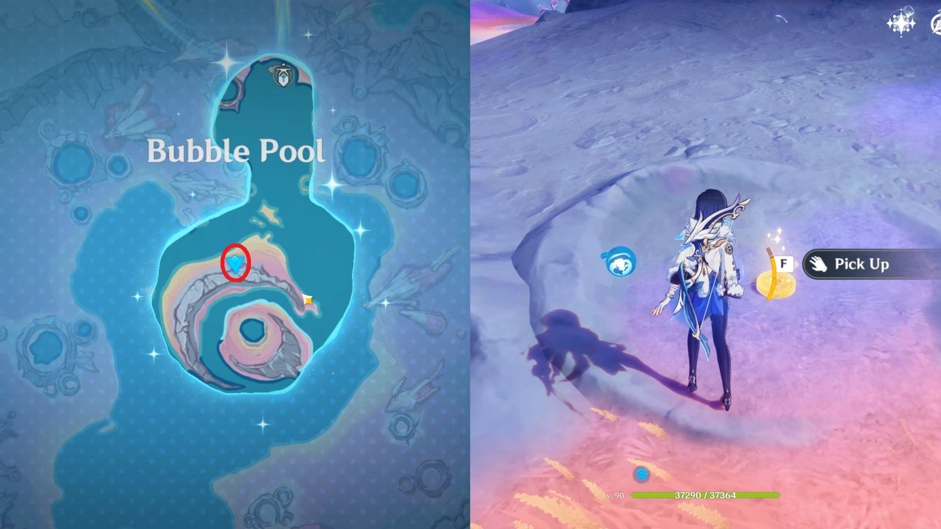 Localização do Radiant Spincrystal 186 (imagem via HoYoverse)