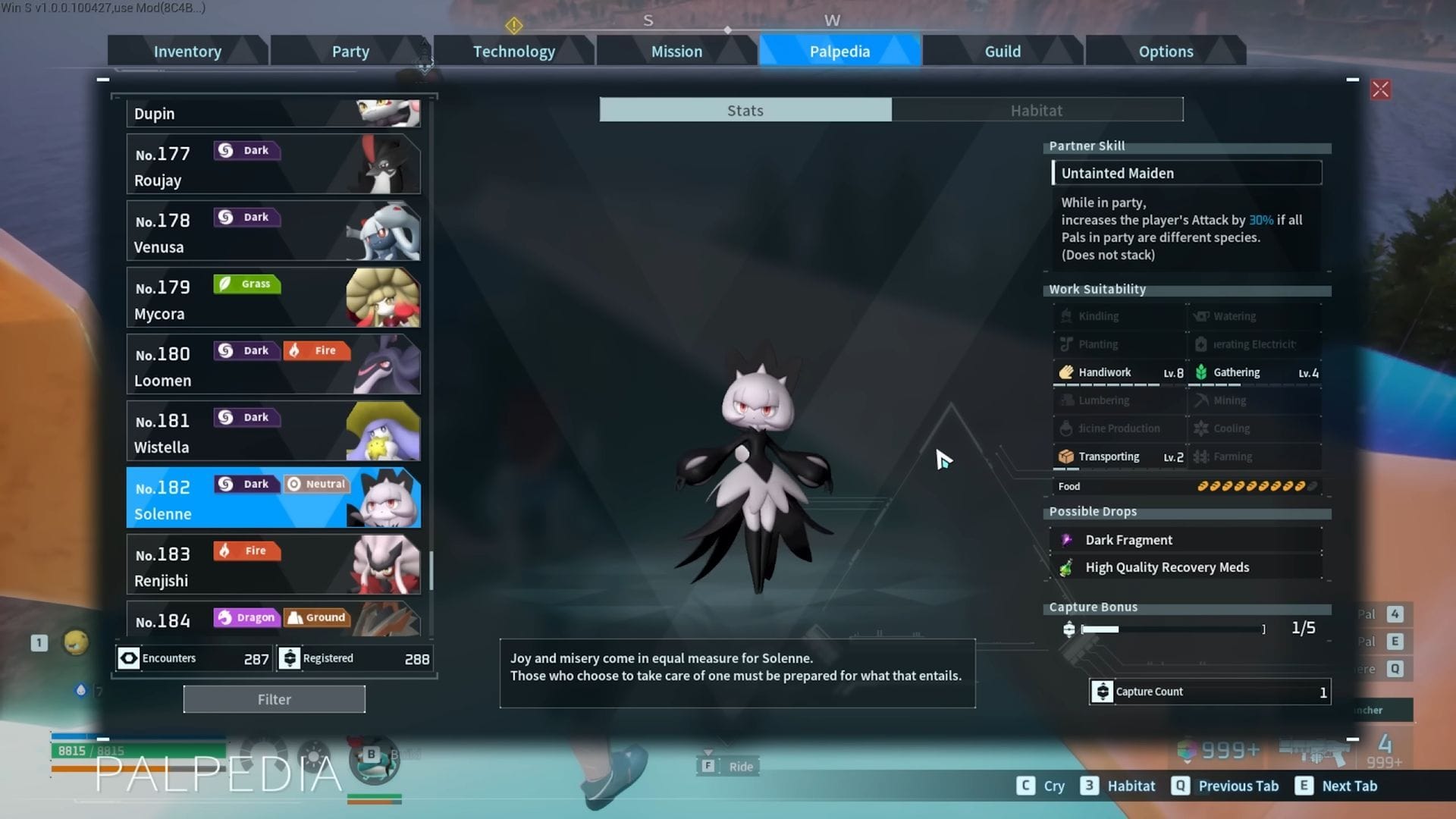 Solenne in Palworld (Image via Pocket Pair, Inc. || YouTube/@GamingMerchant2)