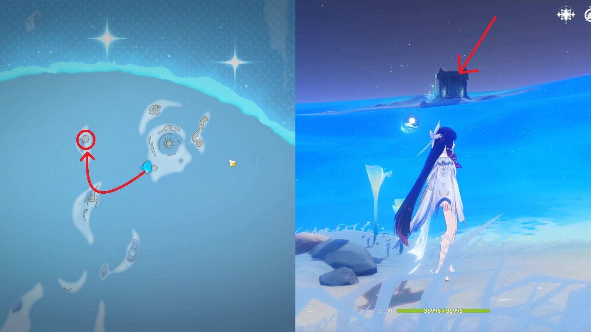 Santuário Kuuhenki no Mar Moontide (imagem via HoYoverse)