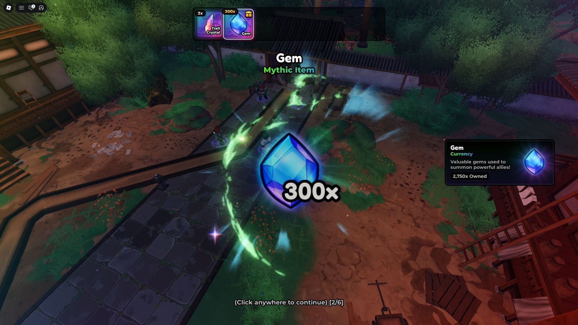 Clear stages to earn Gems (Image via Roblox)