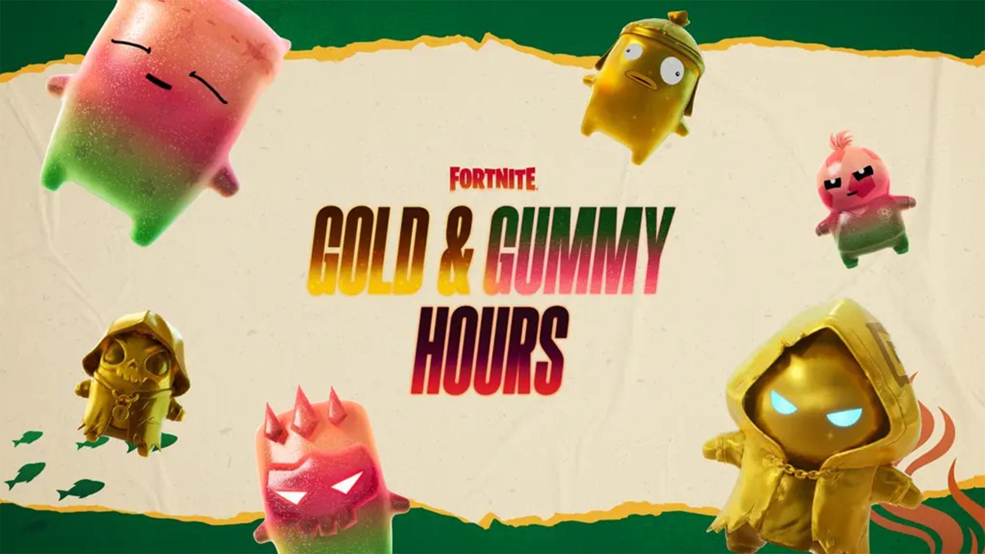 Evento Fortnite Gold & Gummy Hours (imagem via Epic Games)
