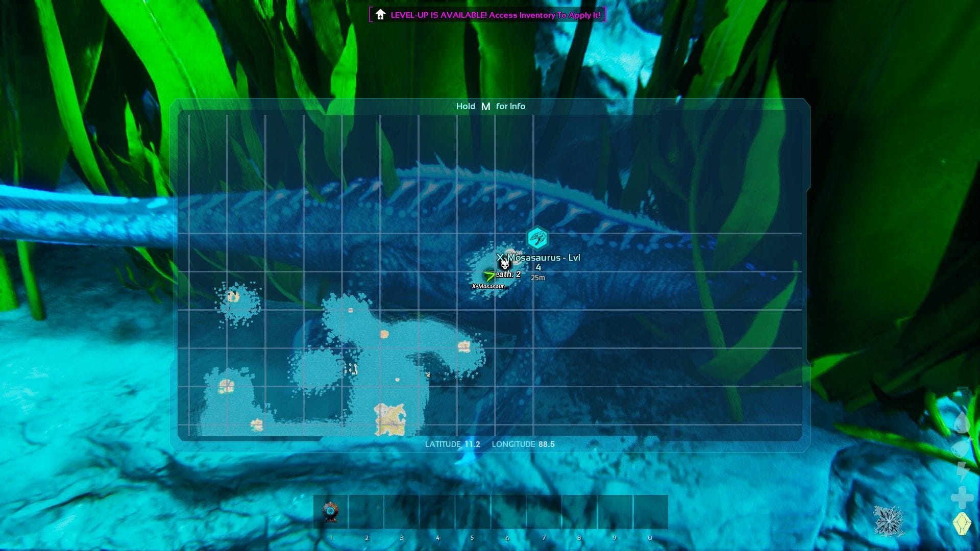 Localização do X-Mosasaurus (imagem via Studio Wildcard)