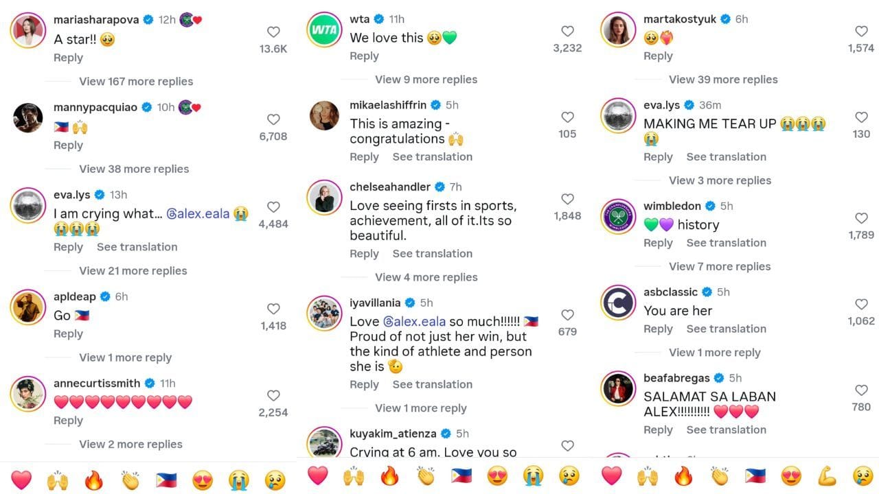 Comentários de Maria Sharapova, Manny Pacquiao, Mikaela Shiffrin e outros | Fonte da imagem: @wimbledon via Instagram