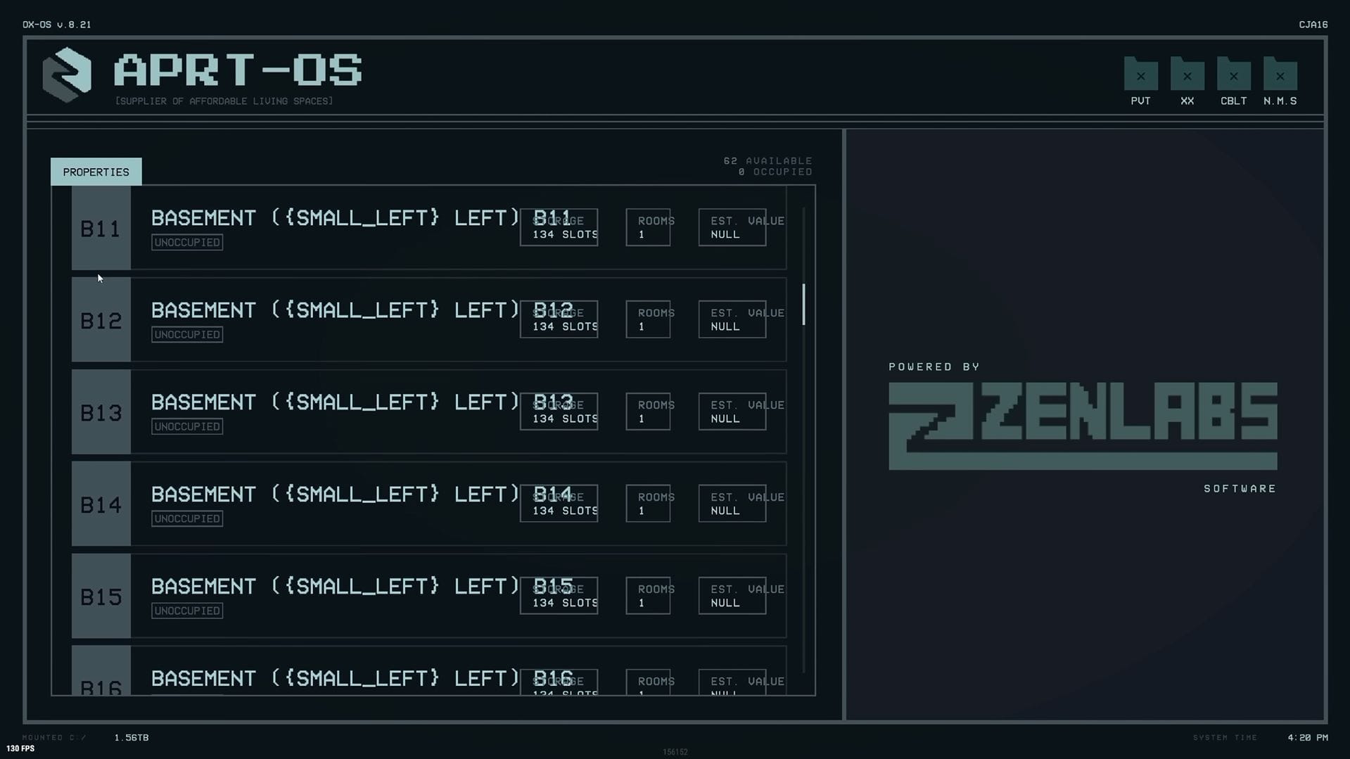 Sistema de CFTV que mostra todos os quartos e seus valores (Imagem via Facepunch Studios) 