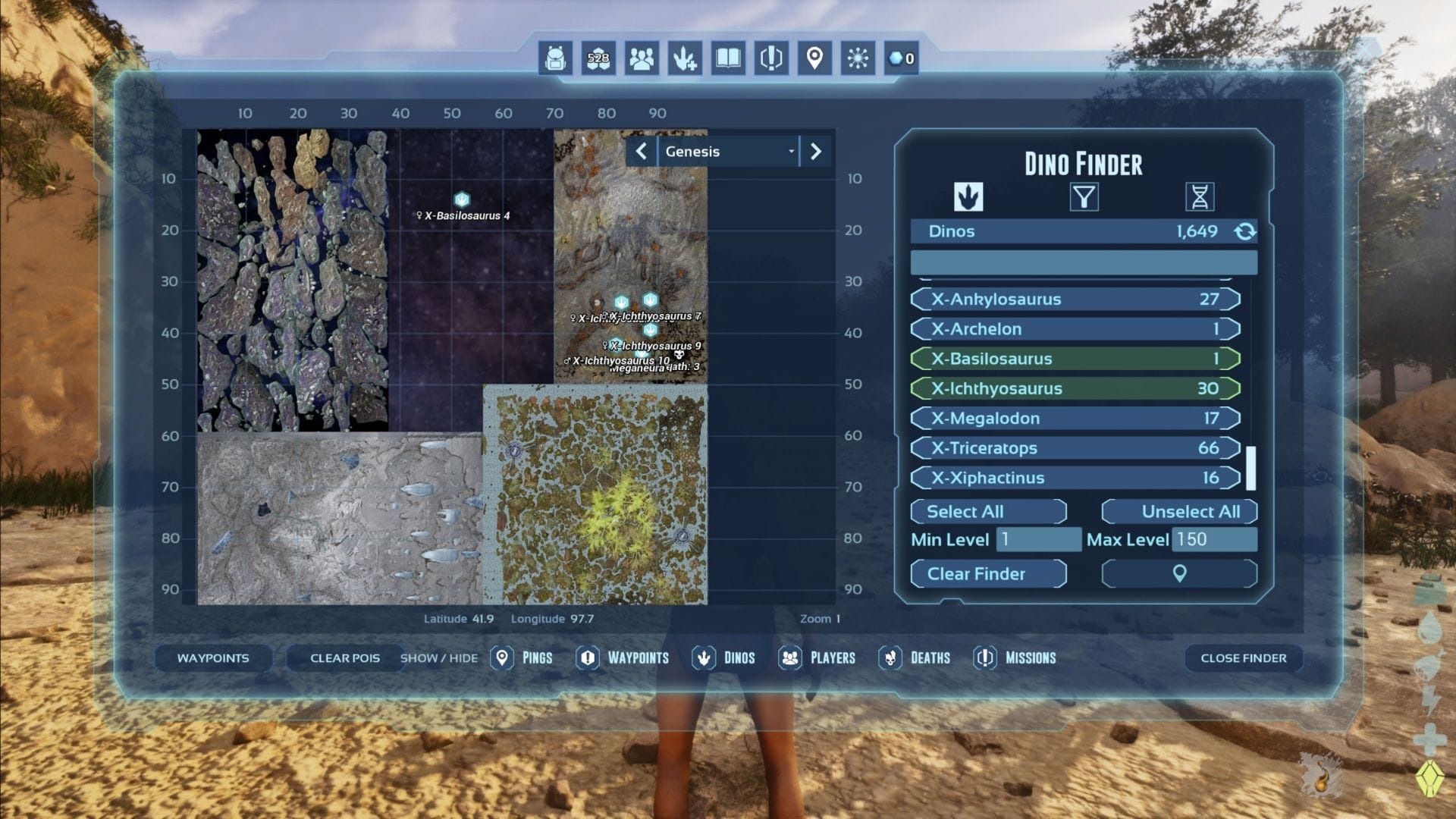 Embora às vezes apresente erros, adoro o design do mod Der Dino Finder (imagem via Studio Wildcard)