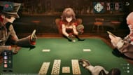 Jogando cartas com outros três personagens do jogo (Imagem via Silver Studio)