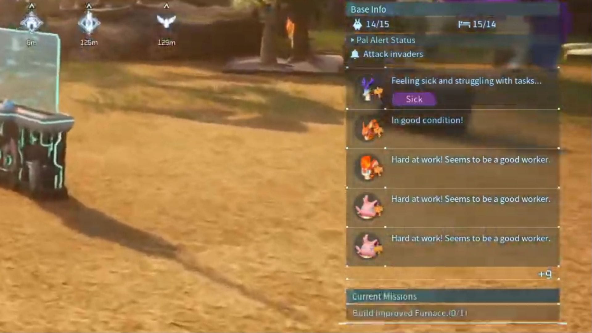 Sick status on a Pal in Palworld (Image via Pocketpair)