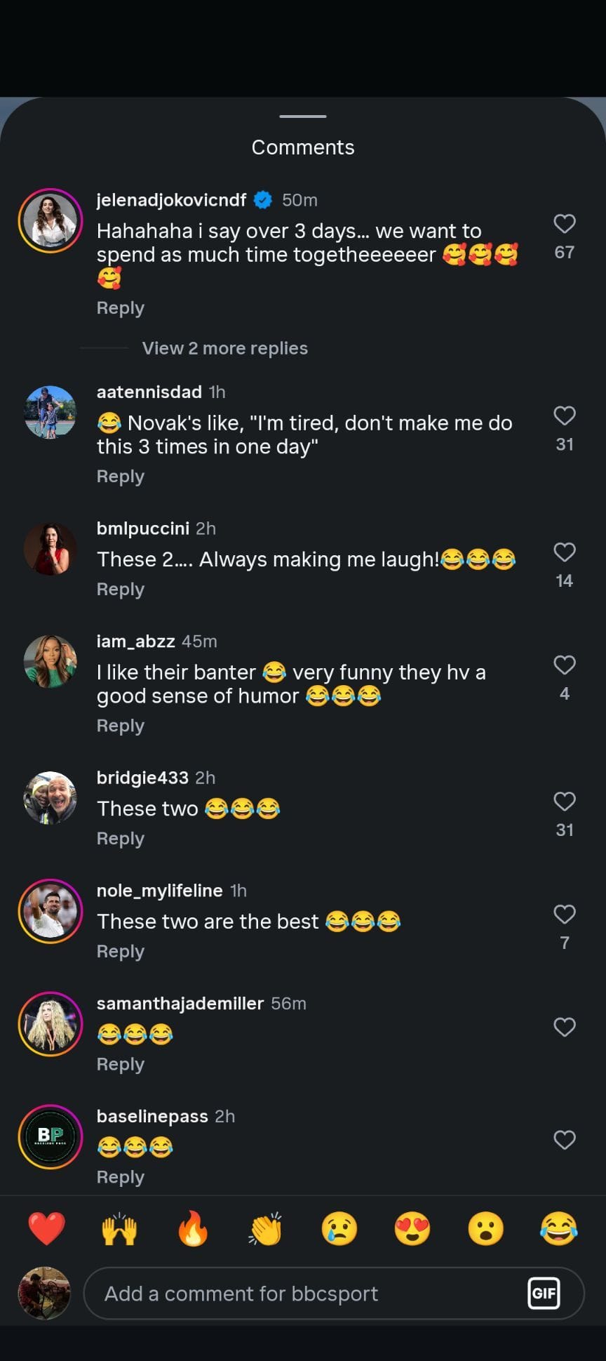 Captura de tela da seção de comentários da postagem do Instagram.