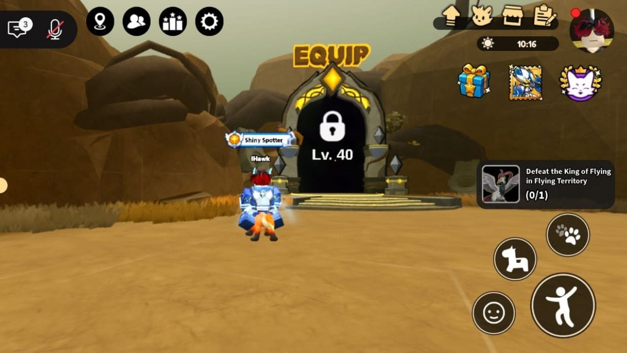 A masmorra do equipamento (imagem via Roblox)