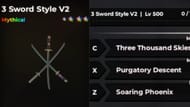 3Sword Style V2 (imagem via Roblox)