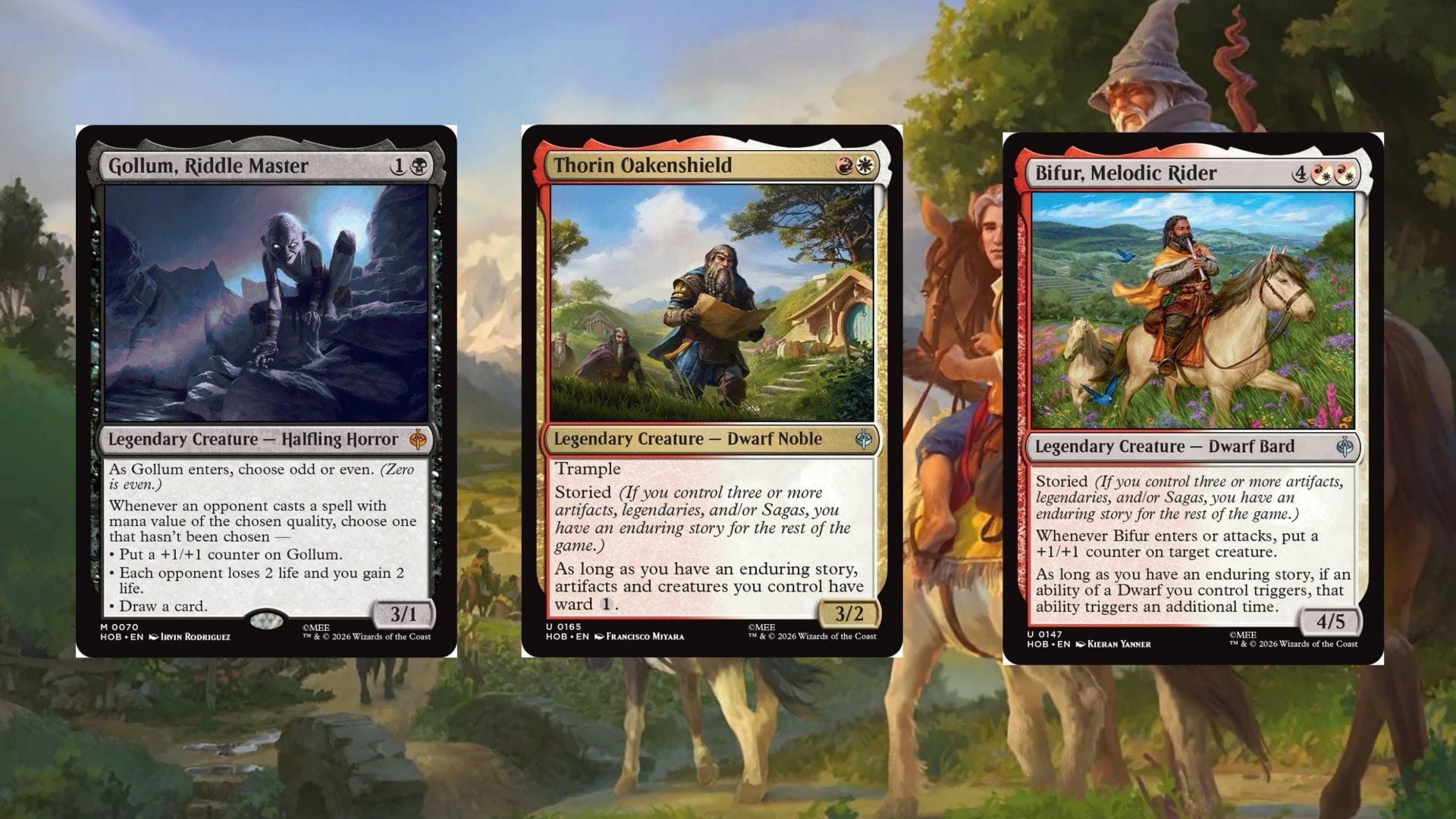 Featured: Gollum, Riddle Master, Thorin Oakenshield, Bifur, Melodic Rider (Image via Wizards of the Coast)