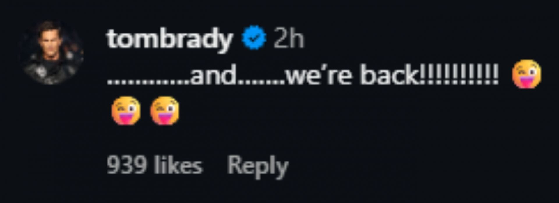Tom Brady comentou a postagem de Michael Rubin após a Festa Branca.