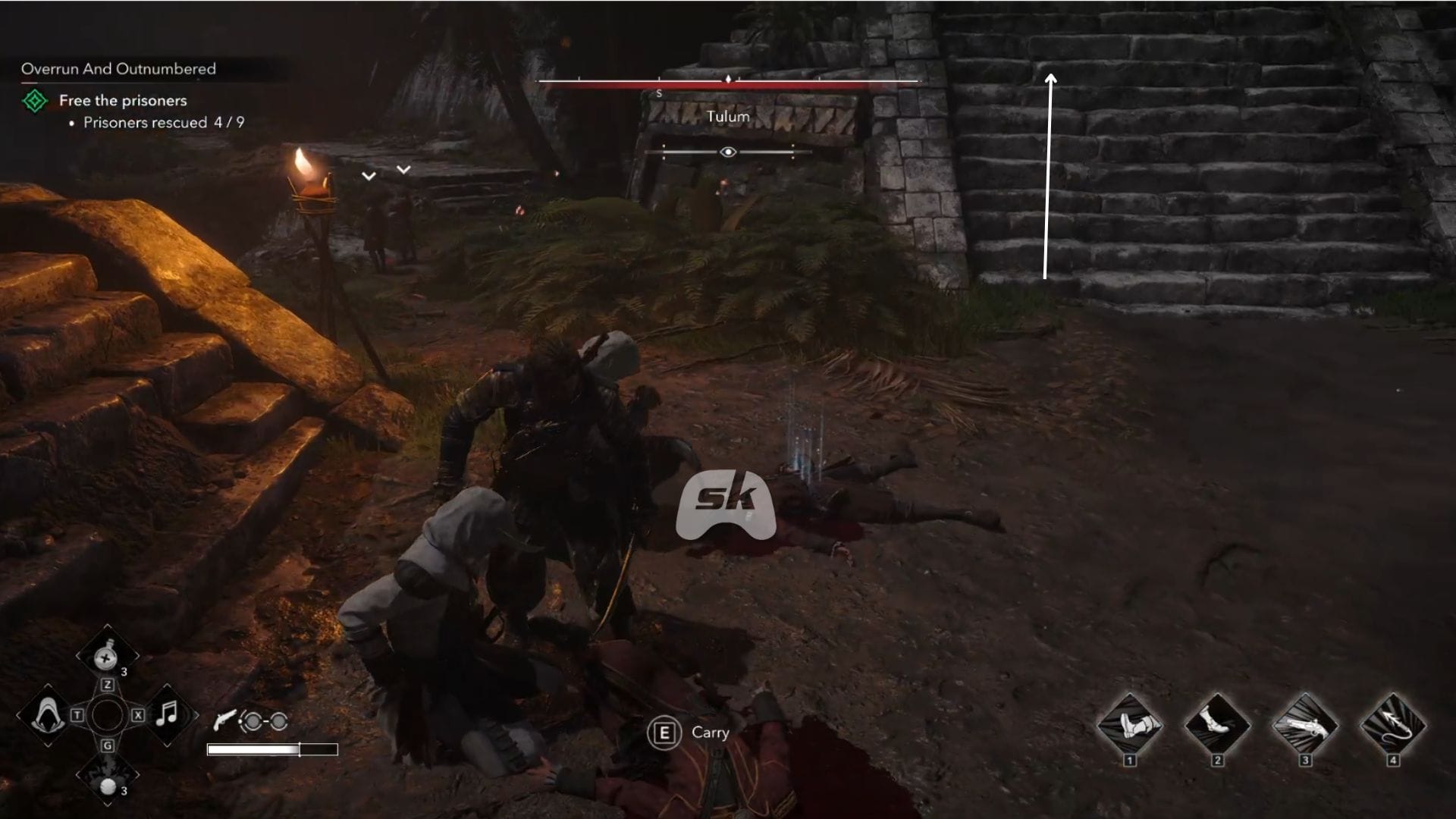 Head up the stairs (Image via Sportskeeda Gaming || Ubisoft)