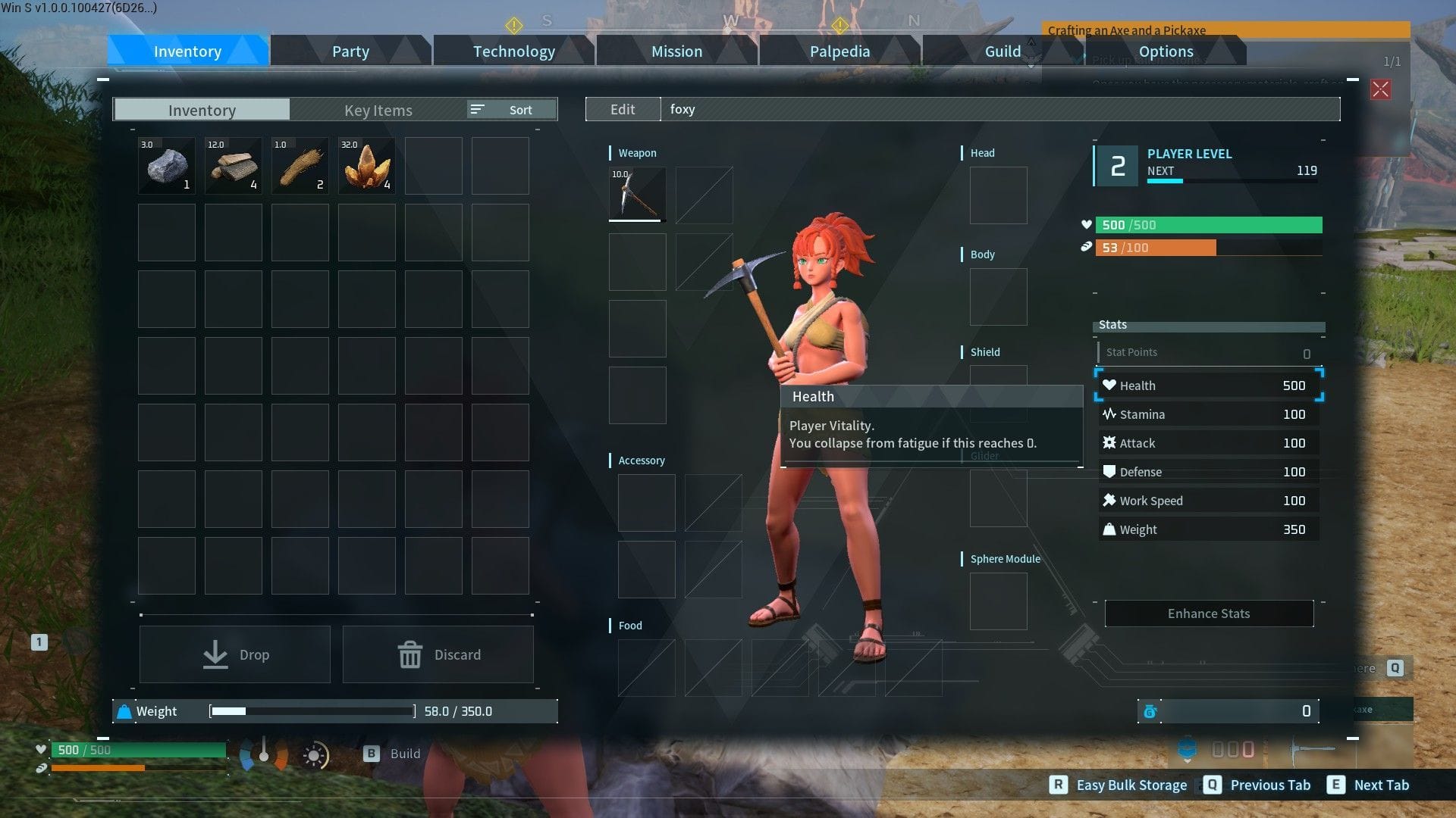 Palworld 1.0 health stat screenshot