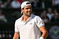 Matteo Berrettini da Itália no Campeonato de Tênis de Wimbledon em Londres, Reino Unido. (Foto via Getty Images)