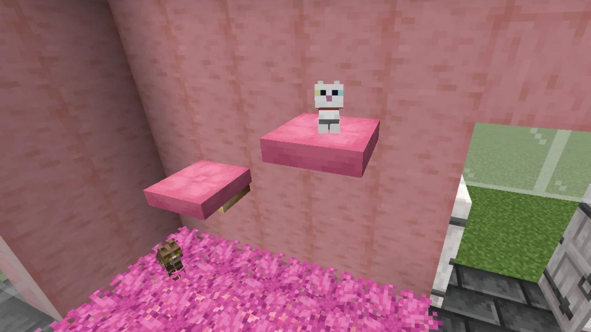 Wall racks can be combined with shelves to make the base look better  (Image via Mojang Studios || Reddit/@Gender_Theft)
