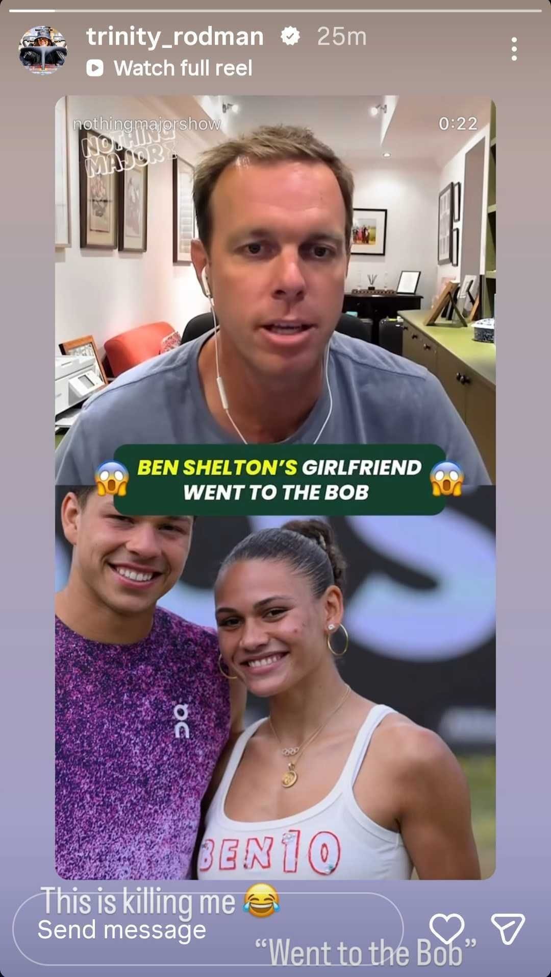 História de Rodman no Instagram (Fonte: Instagram/trinity_rodman)