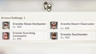 Alinhamento de inimigos do Arcana Challenge I (Imagem via Sportskeeda Gaming/HoYoverse)