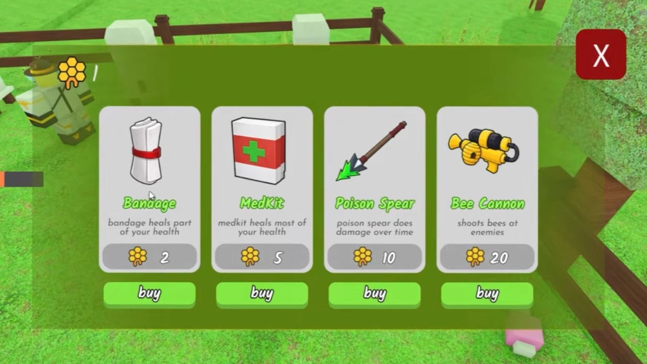 Use Honey to buy items (Image via Roblox)