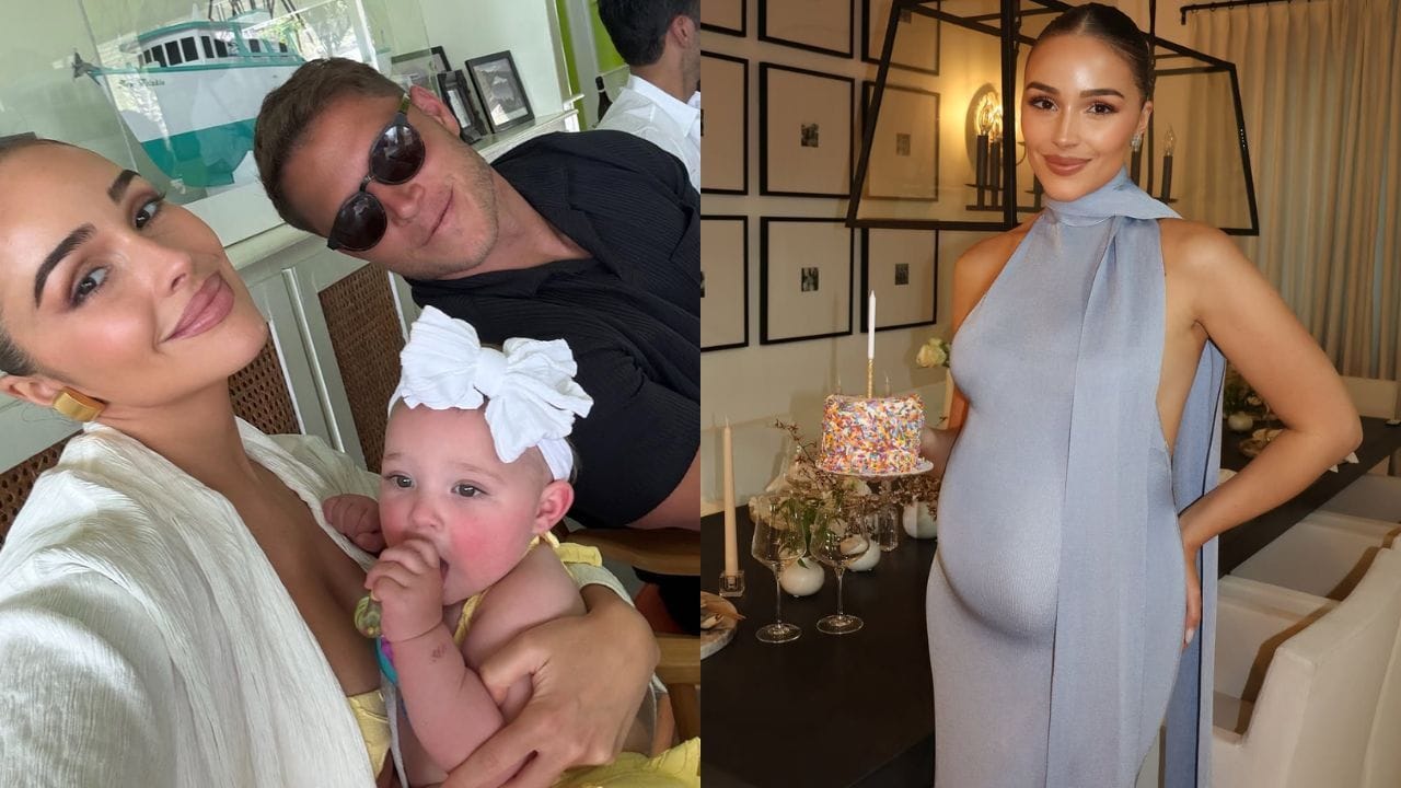 IN PICS: Christian McCaffrey’s wife Olivia Culpo cradles baby bump in chic striped knit lounge set
