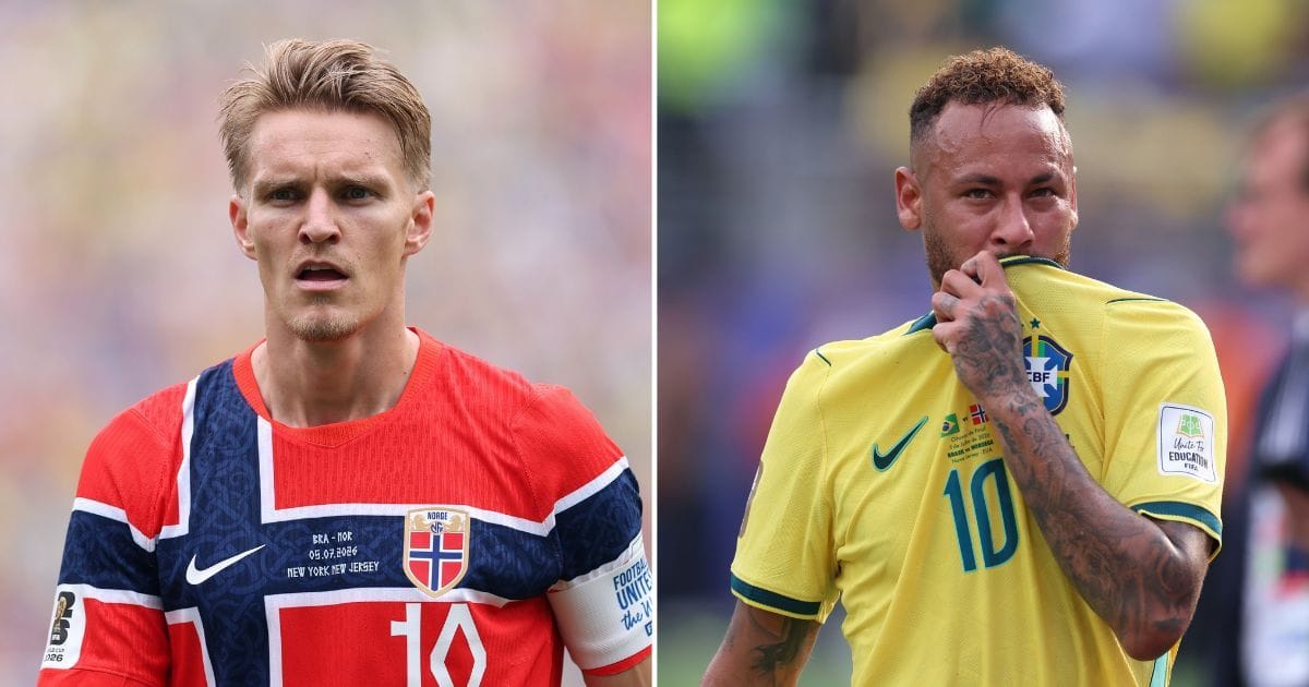 Neymar seen apologising to Martin Odegaard after kicking out at him during Brazil’s FIFA World Cup loss to Norway