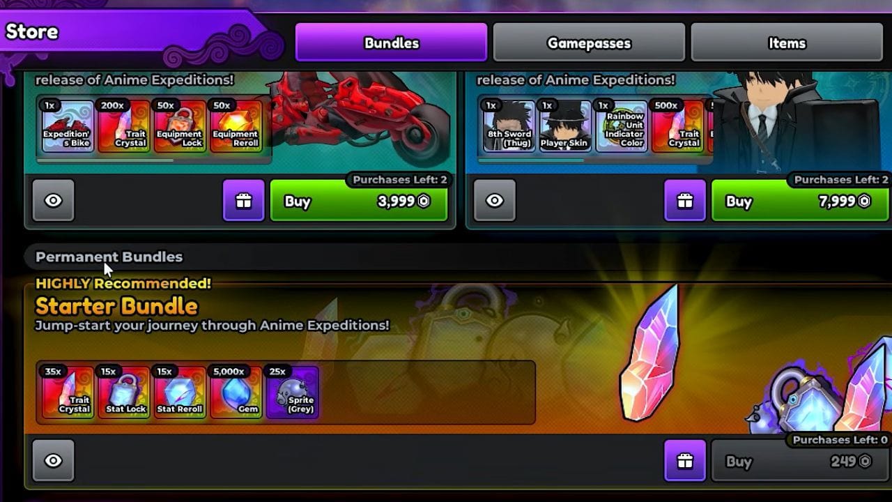 The Starter Bundle contains 35 Trait Crystals (Image via Roblox)