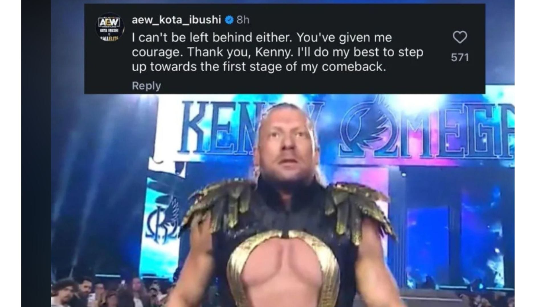 Captura de tela da mensagem de Kota Ibushi no Instagram para Kenny Omega (imagem via Reddit u/This_Coyote7217)