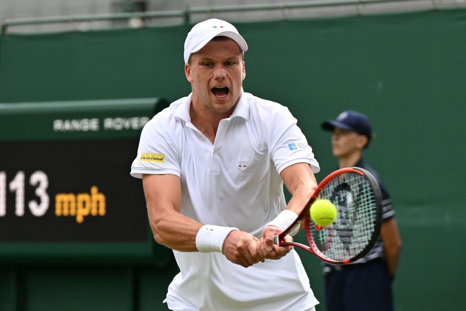 Jenson Brooksby em ação no Campeonato de Wimbledon de 2026 (Fonte: Getty)