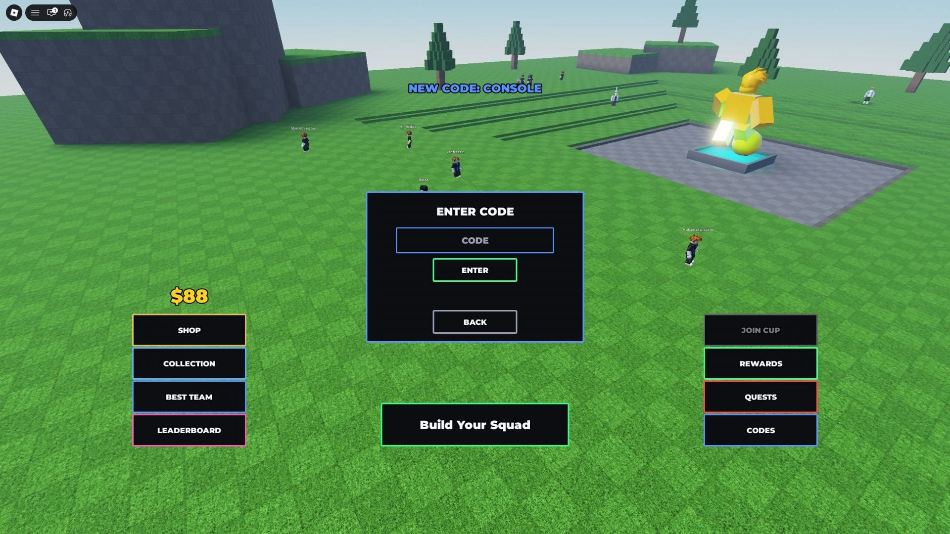 Active codes for Build a Soccer Squad (Image via Roblox)