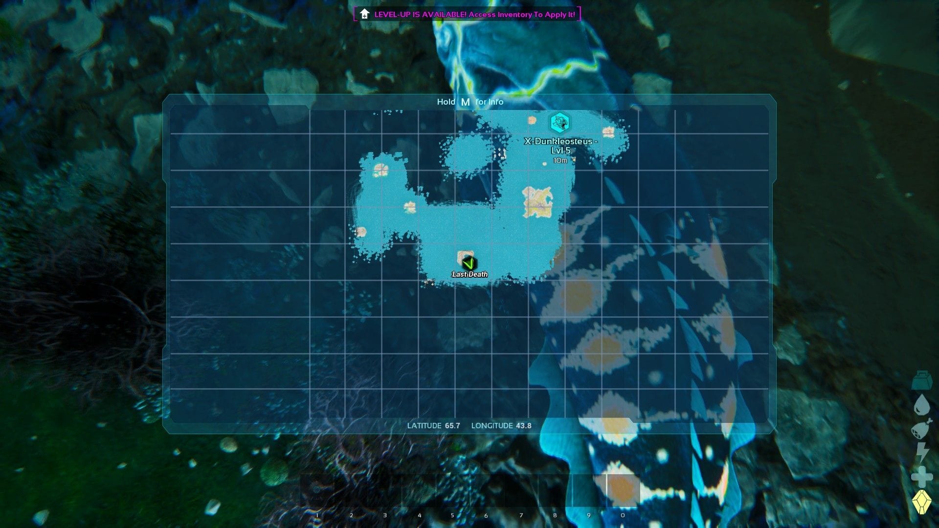 Localização do X-Dunkleosteus em Gênesis 1 (imagem via Studio Wildcard)