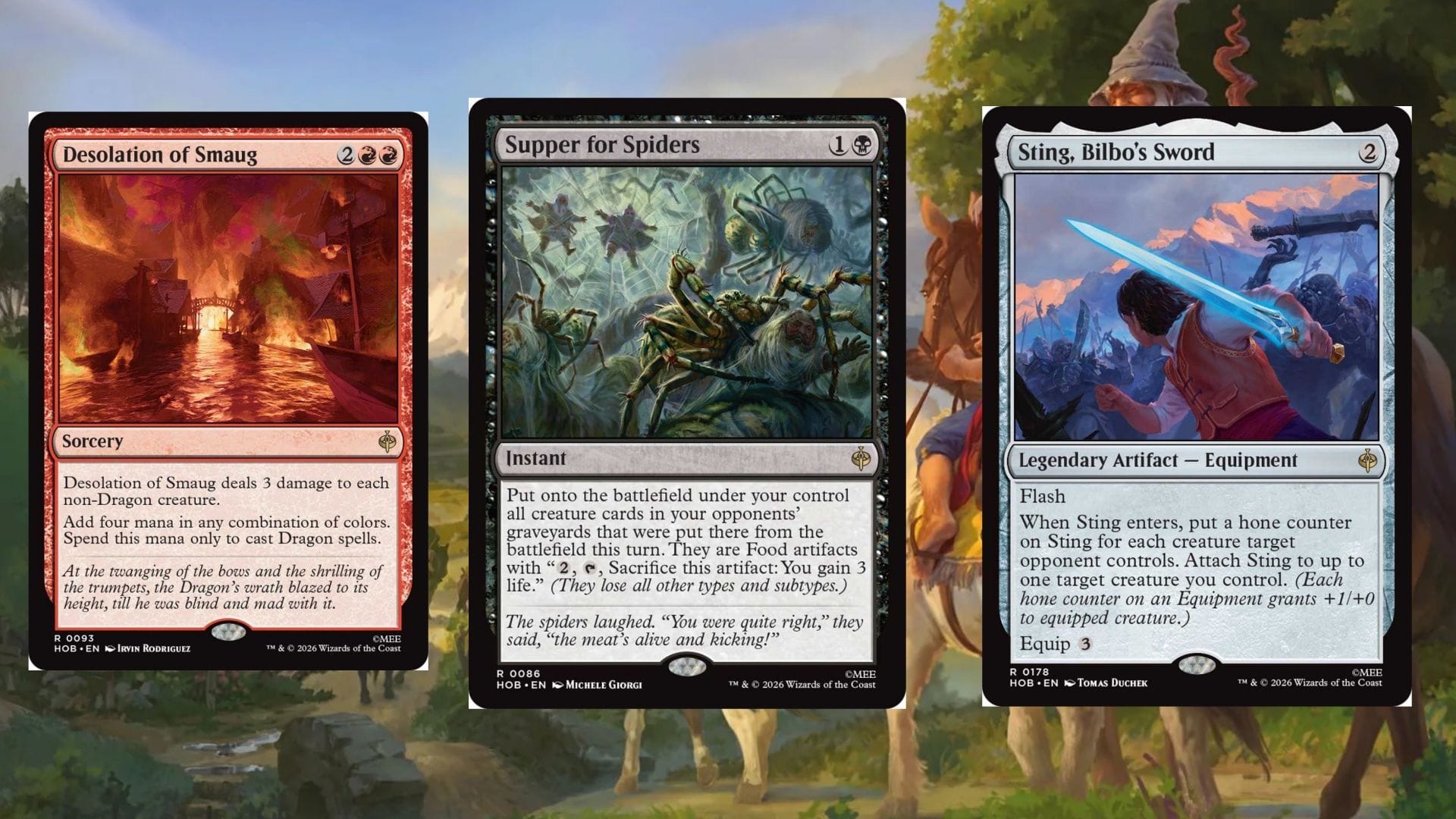 Featured: Desolation of Smaug, Supper for Spiders, Sting, Bilbo's Sword (Image via Wizards of the Coast)