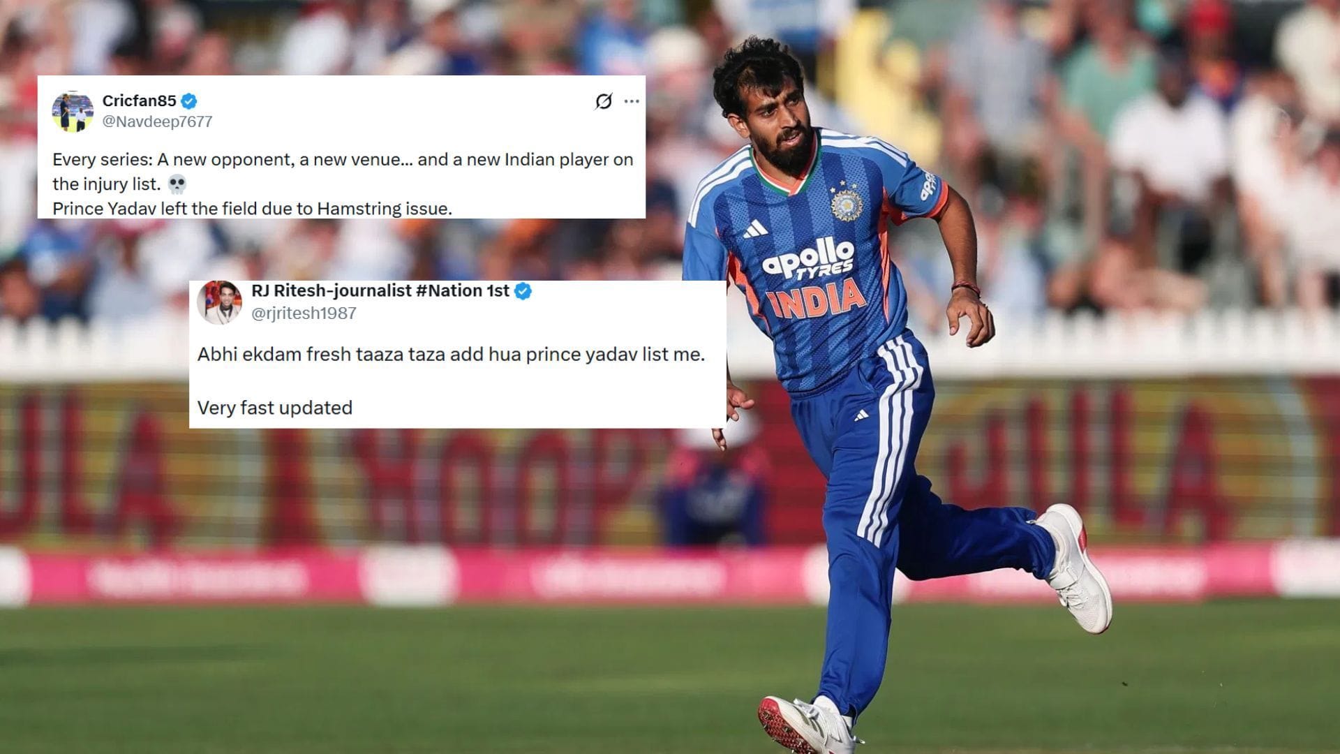 "Indian Cricket Team has became Injury Cricket Team" - Fans react after Prince Yadav walks off in ZIM vs IND 2026 2nd T20I
