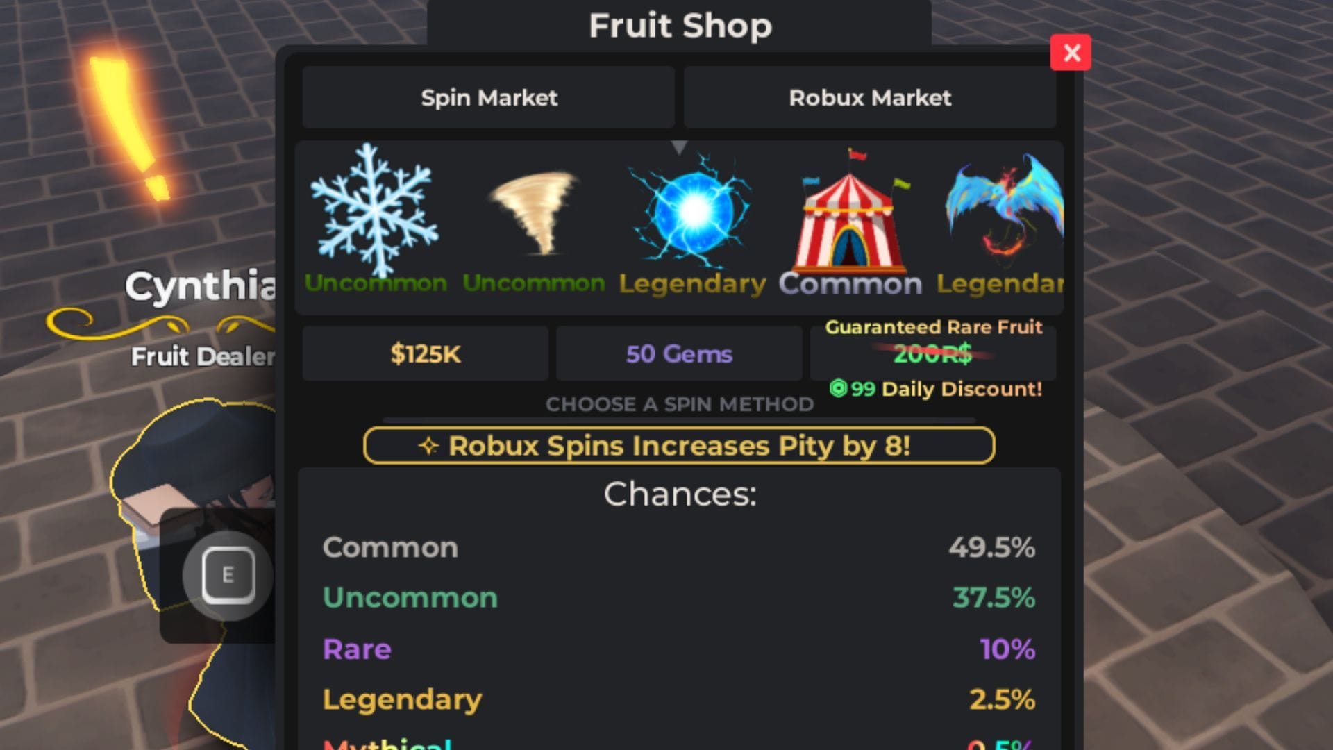 O rolinho de frutas (imagem via Roblox)