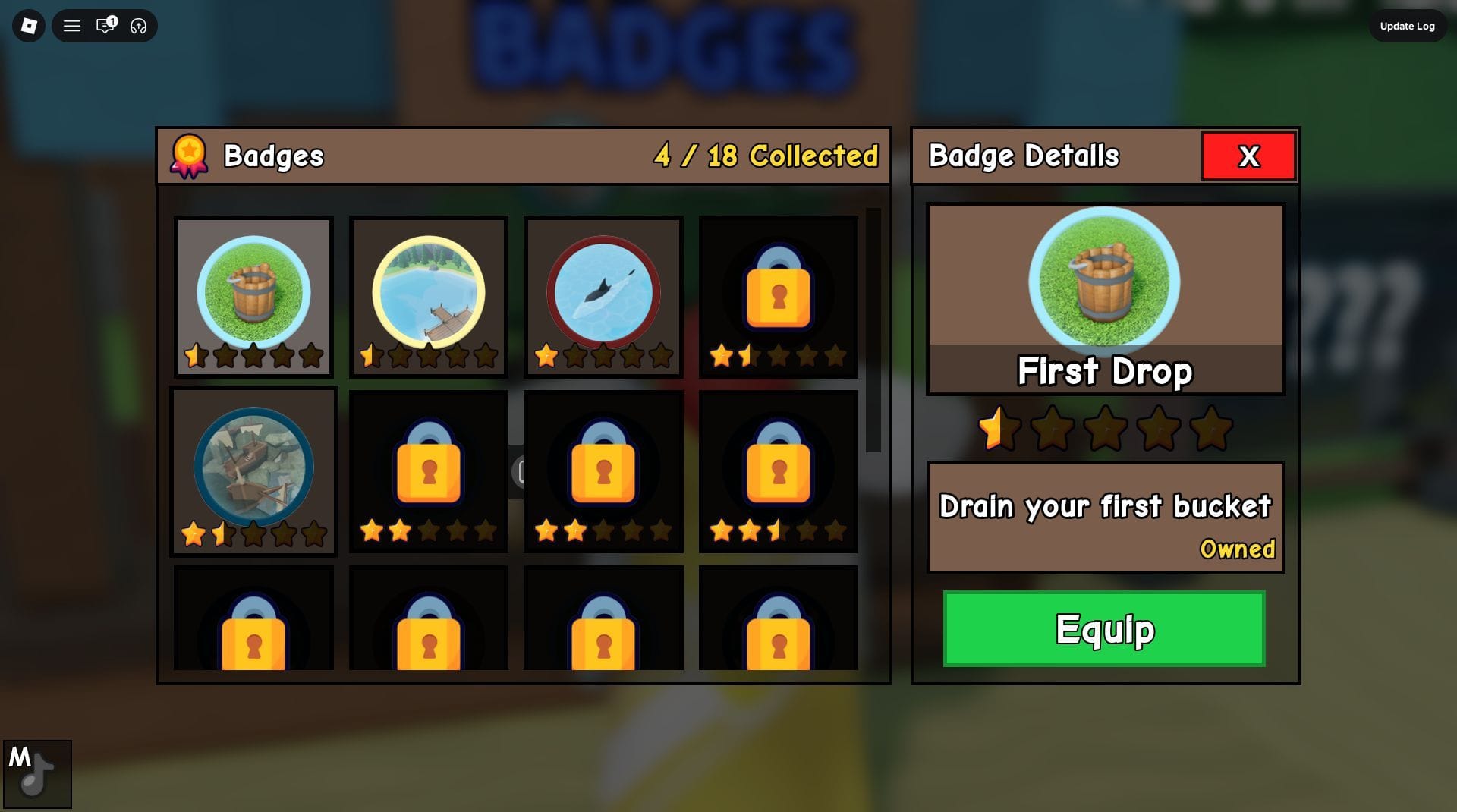 Lista de emblemas no jogo (imagem via Roblox)
