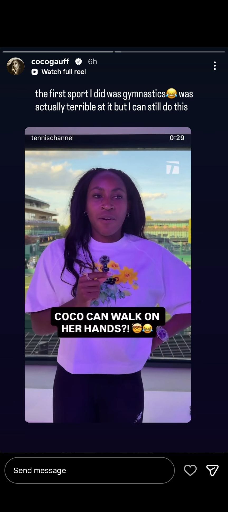 História de Gauff no Instagram (Fonte: Instagram/cocogauff)