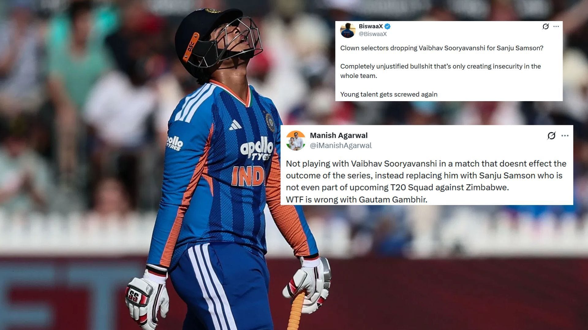 "The team is devoid of vision and ideas" - Fans slam management for replacing Vaibhav Suryavanshi with Sanju Samson in ENG vs IND 2026 5th T20I