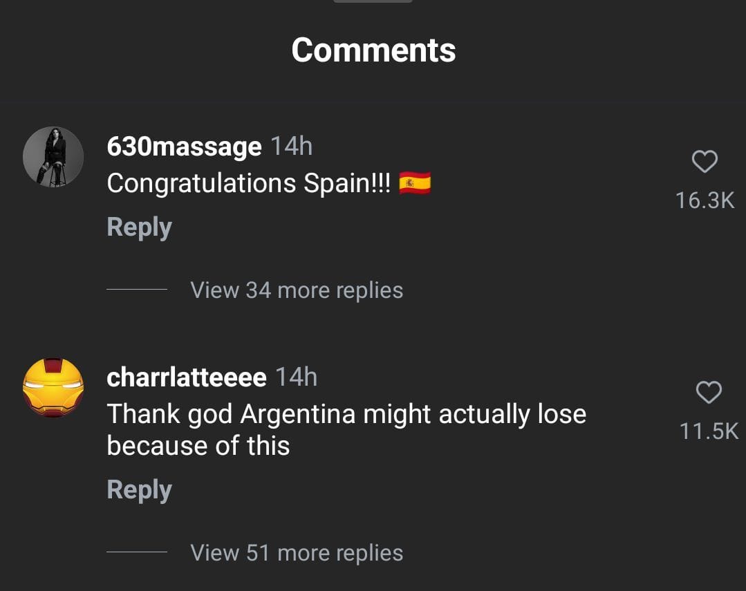 Commenters feel Spain might just win the game