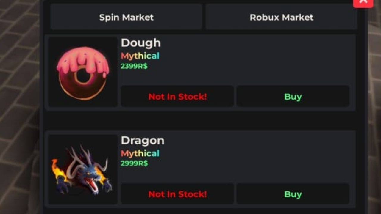 A fruta do dragão é extremamente cara (imagem via Roblox)
