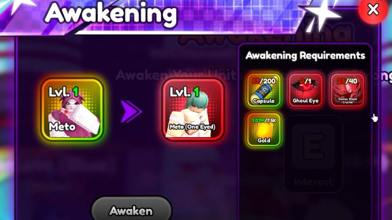 All items required to Awaken Meto (Image via Roblox)
